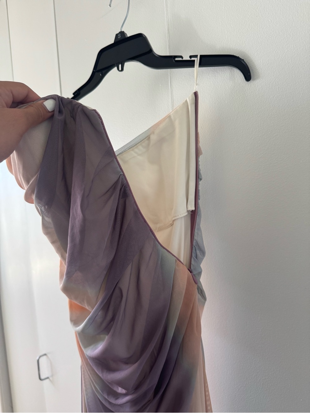 Zara Strapless Watercolor Midi Dress in Lavender and Peach - Picture 4 of 5